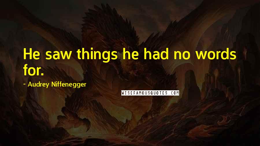 Audrey Niffenegger Quotes: He saw things he had no words for.