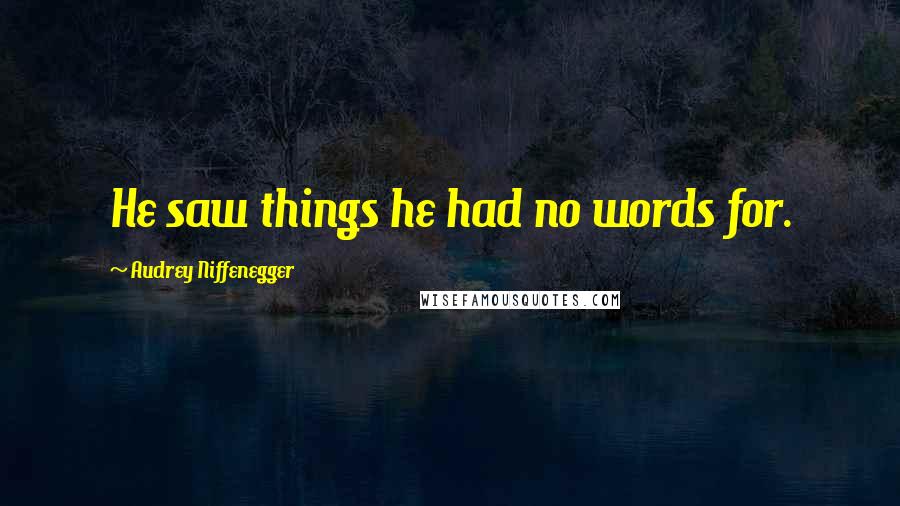 Audrey Niffenegger Quotes: He saw things he had no words for.