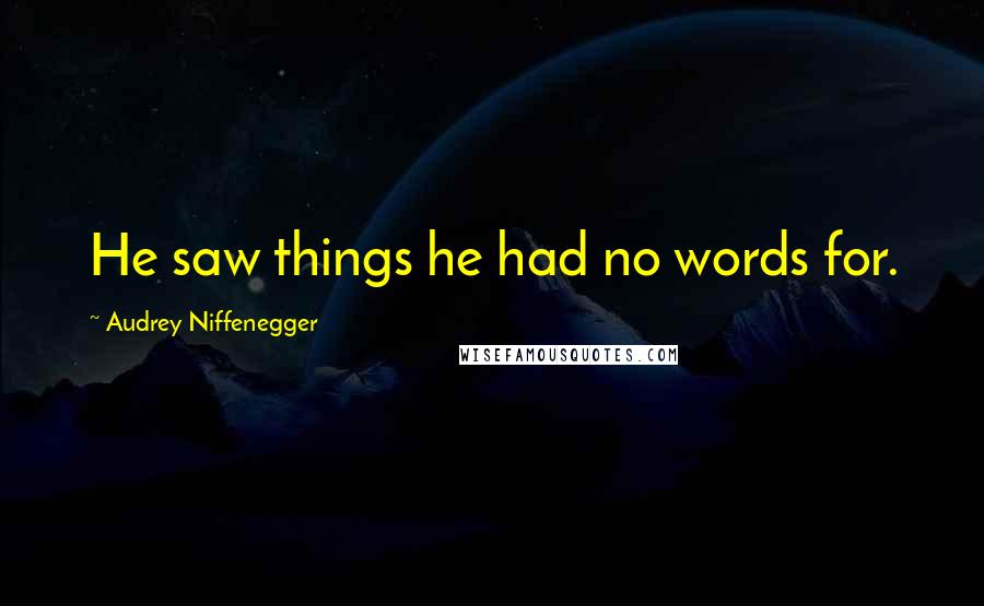 Audrey Niffenegger Quotes: He saw things he had no words for.