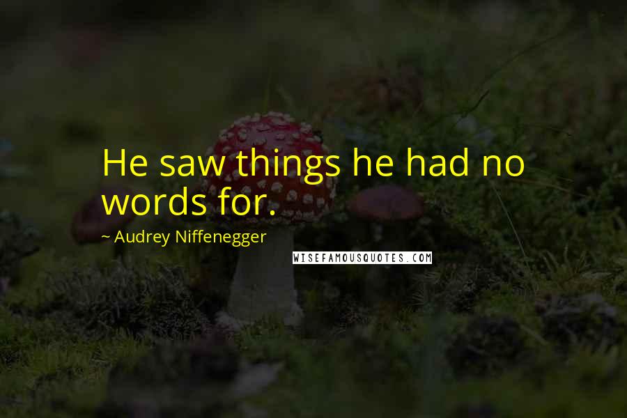 Audrey Niffenegger Quotes: He saw things he had no words for.