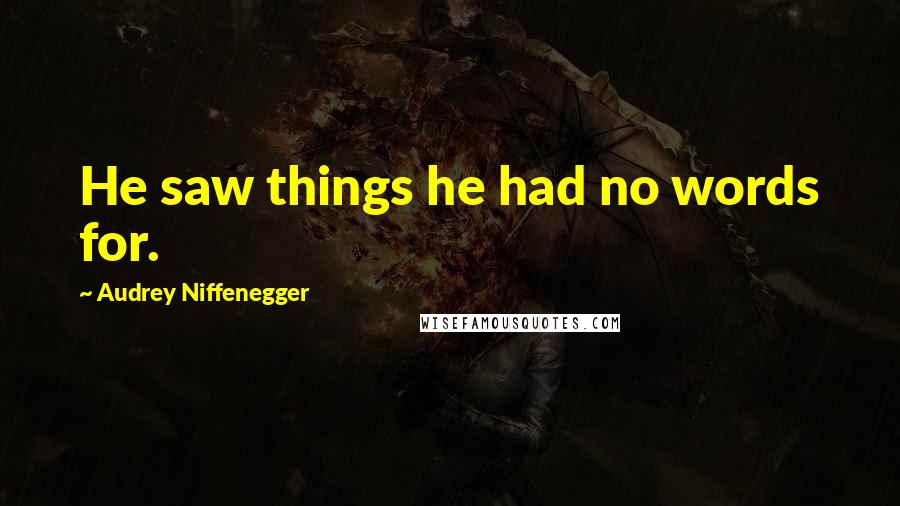 Audrey Niffenegger Quotes: He saw things he had no words for.