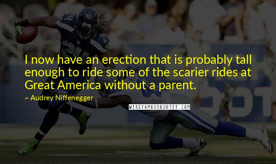 Audrey Niffenegger Quotes: I now have an erection that is probably tall enough to ride some of the scarier rides at Great America without a parent.