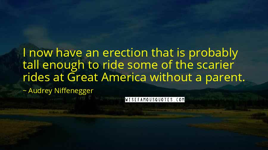 Audrey Niffenegger Quotes: I now have an erection that is probably tall enough to ride some of the scarier rides at Great America without a parent.