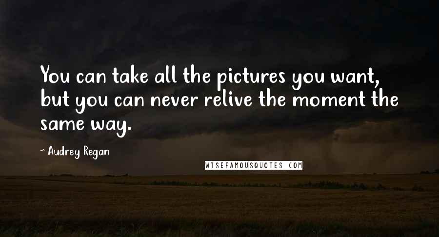 Audrey Regan Quotes: You can take all the pictures you want, but you can never relive the moment the same way.