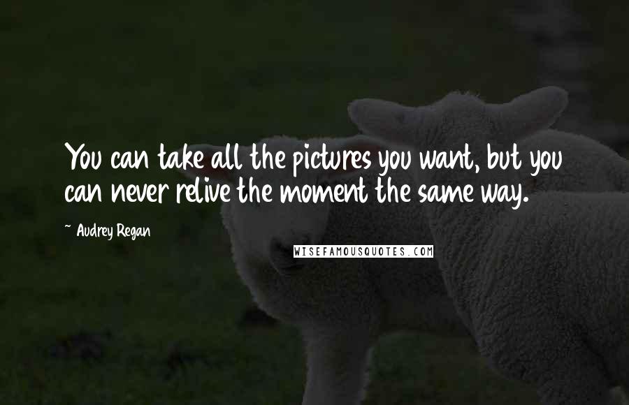 Audrey Regan Quotes: You can take all the pictures you want, but you can never relive the moment the same way.