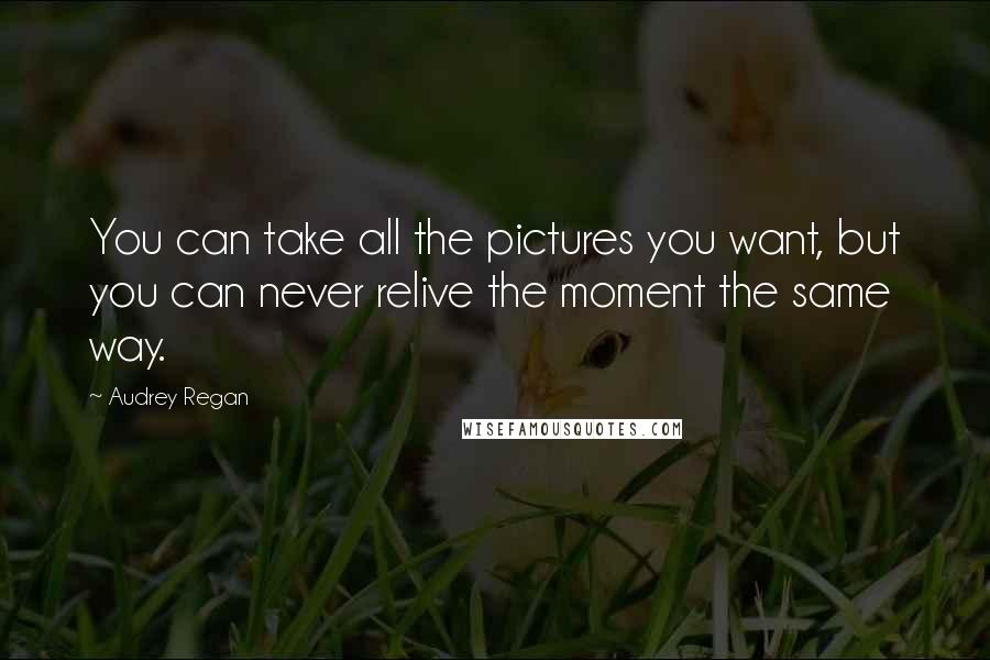 Audrey Regan Quotes: You can take all the pictures you want, but you can never relive the moment the same way.