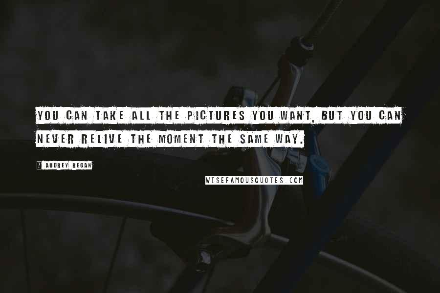 Audrey Regan Quotes: You can take all the pictures you want, but you can never relive the moment the same way.