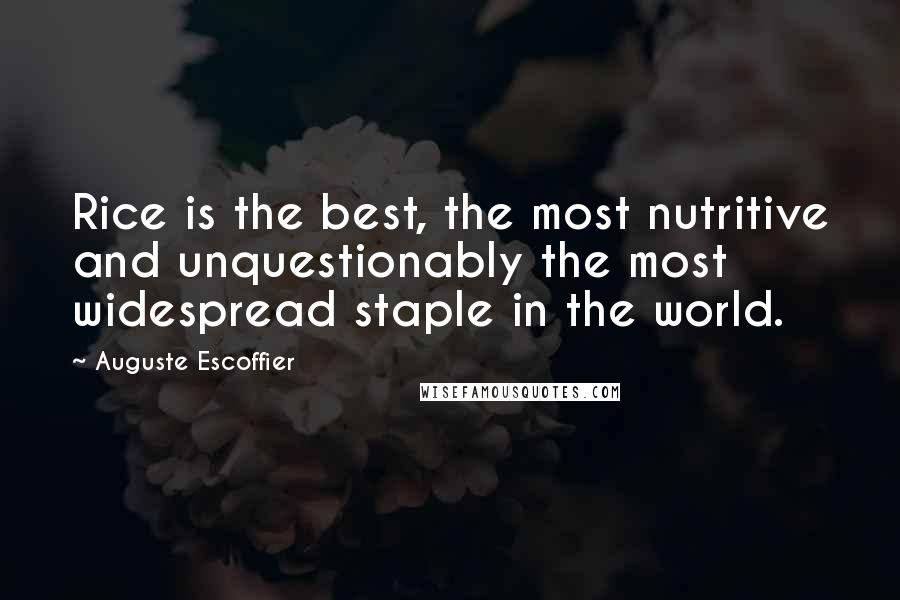 Auguste Escoffier Quotes: Rice is the best, the most nutritive and unquestionably the most widespread staple in the world.