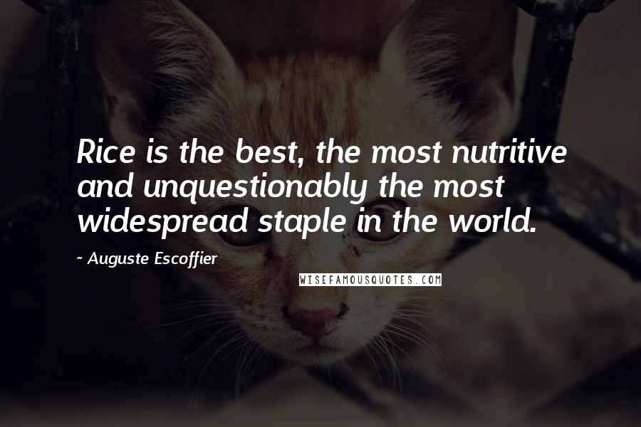 Auguste Escoffier Quotes: Rice is the best, the most nutritive and unquestionably the most widespread staple in the world.