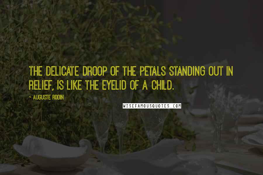 Auguste Rodin Quotes: The delicate droop of the petals standing out in relief, is like the eyelid of a child.