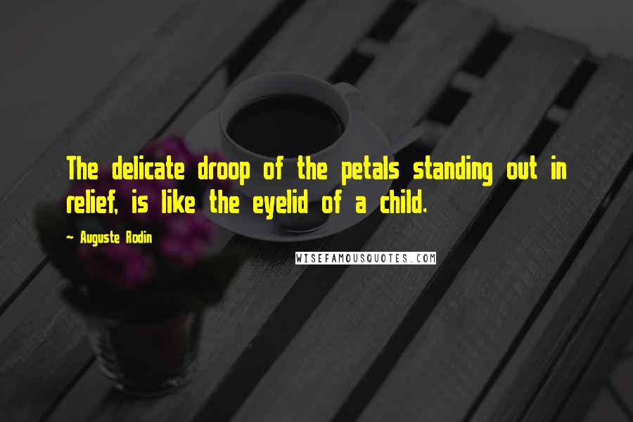 Auguste Rodin Quotes: The delicate droop of the petals standing out in relief, is like the eyelid of a child.