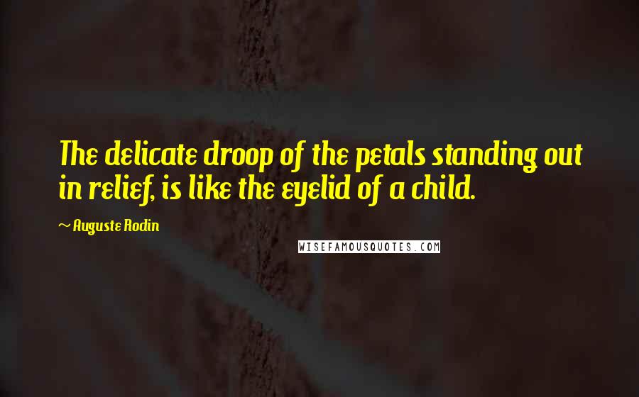 Auguste Rodin Quotes: The delicate droop of the petals standing out in relief, is like the eyelid of a child.