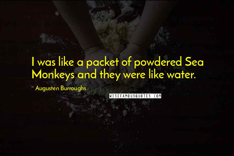 Augusten Burroughs Quotes: I was like a packet of powdered Sea Monkeys and they were like water.