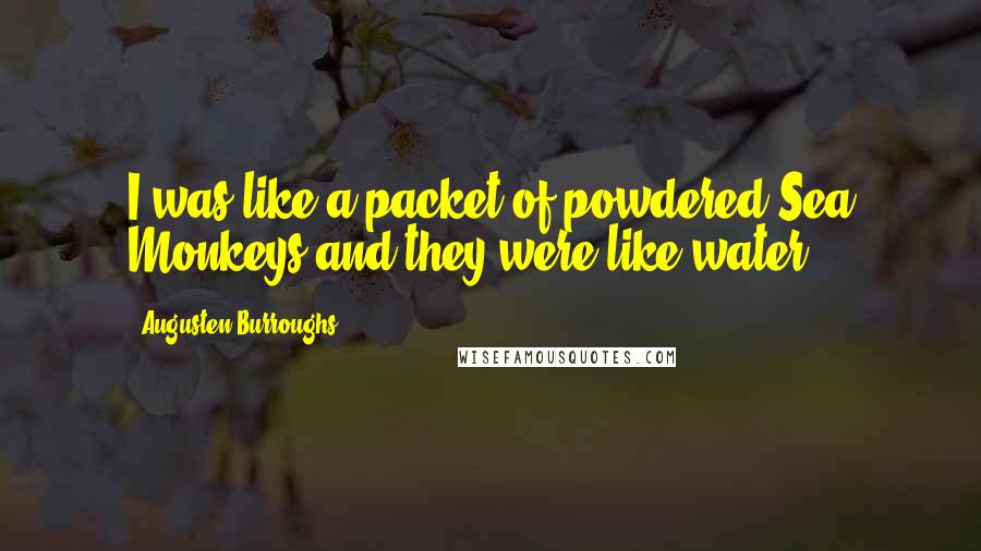 Augusten Burroughs Quotes: I was like a packet of powdered Sea Monkeys and they were like water.