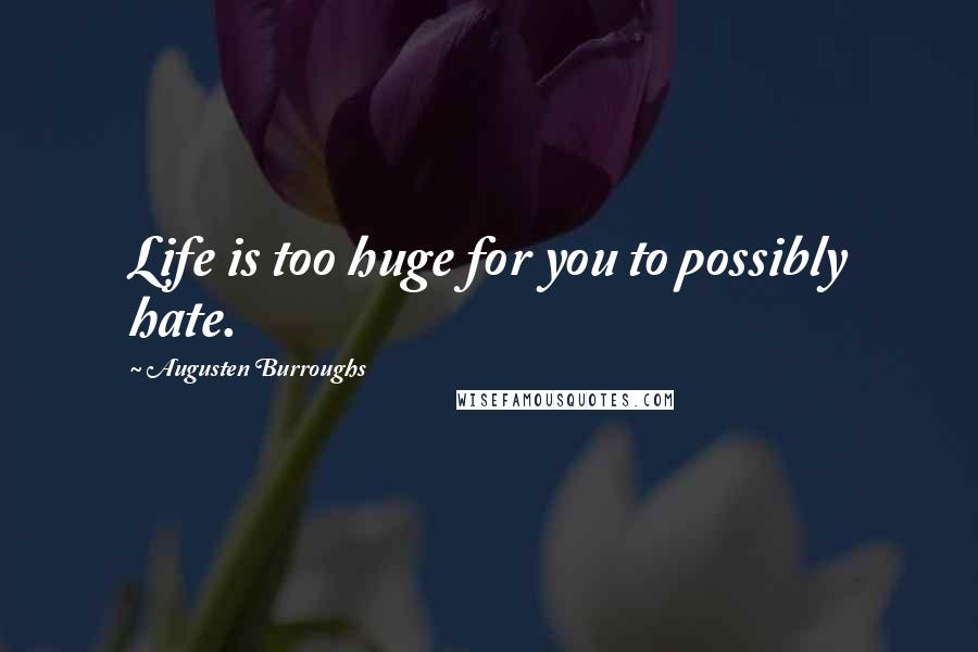 Augusten Burroughs Quotes: Life is too huge for you to possibly hate.