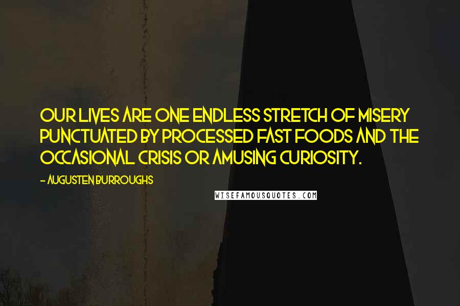 Augusten Burroughs Quotes: Our lives are one endless stretch of misery punctuated by processed fast foods and the occasional crisis or amusing curiosity.