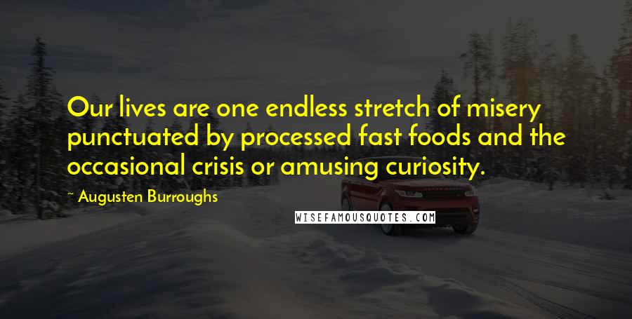 Augusten Burroughs Quotes: Our lives are one endless stretch of misery punctuated by processed fast foods and the occasional crisis or amusing curiosity.