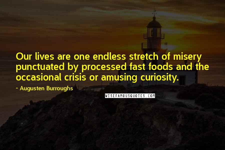 Augusten Burroughs Quotes: Our lives are one endless stretch of misery punctuated by processed fast foods and the occasional crisis or amusing curiosity.