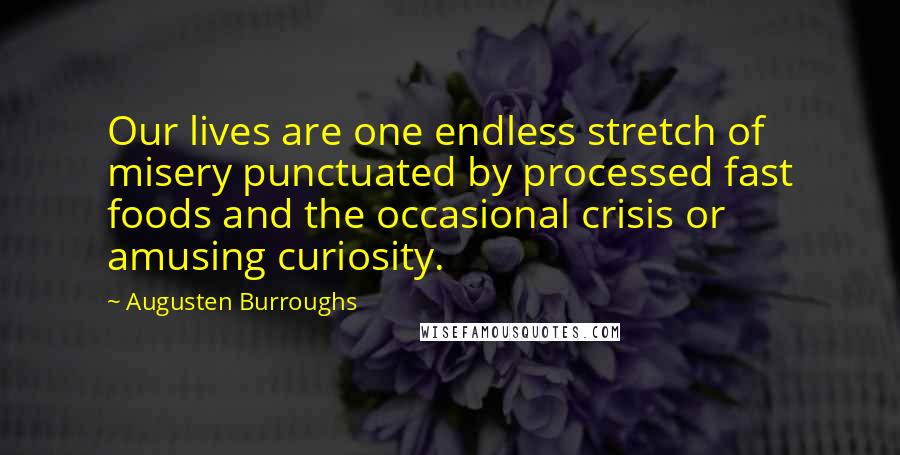 Augusten Burroughs Quotes: Our lives are one endless stretch of misery punctuated by processed fast foods and the occasional crisis or amusing curiosity.
