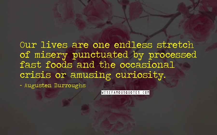 Augusten Burroughs Quotes: Our lives are one endless stretch of misery punctuated by processed fast foods and the occasional crisis or amusing curiosity.