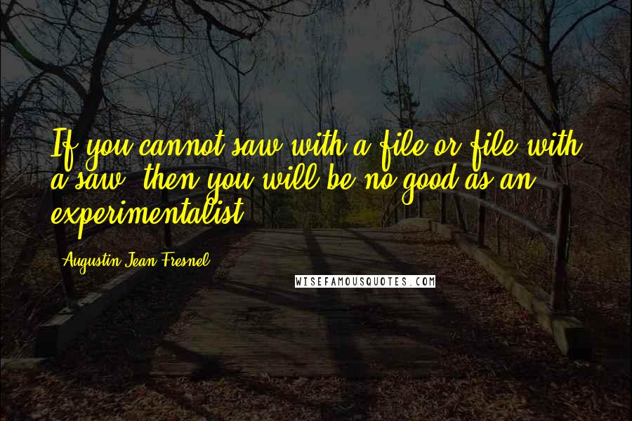 Augustin-Jean Fresnel Quotes: If you cannot saw with a file or file with a saw, then you will be no good as an experimentalist.