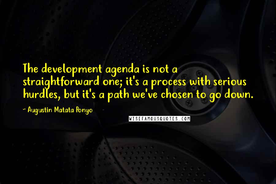 Augustin Matata Ponyo Quotes: The development agenda is not a straightforward one; it's a process with serious hurdles, but it's a path we've chosen to go down.