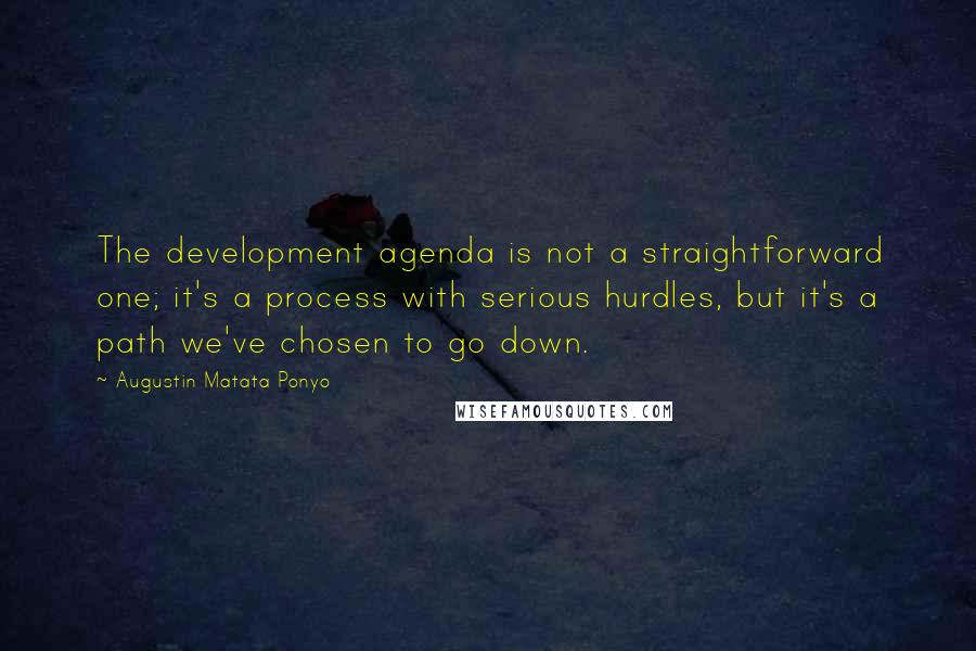 Augustin Matata Ponyo Quotes: The development agenda is not a straightforward one; it's a process with serious hurdles, but it's a path we've chosen to go down.