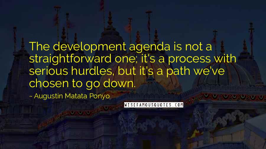 Augustin Matata Ponyo Quotes: The development agenda is not a straightforward one; it's a process with serious hurdles, but it's a path we've chosen to go down.