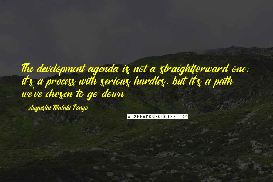 Augustin Matata Ponyo Quotes: The development agenda is not a straightforward one; it's a process with serious hurdles, but it's a path we've chosen to go down.