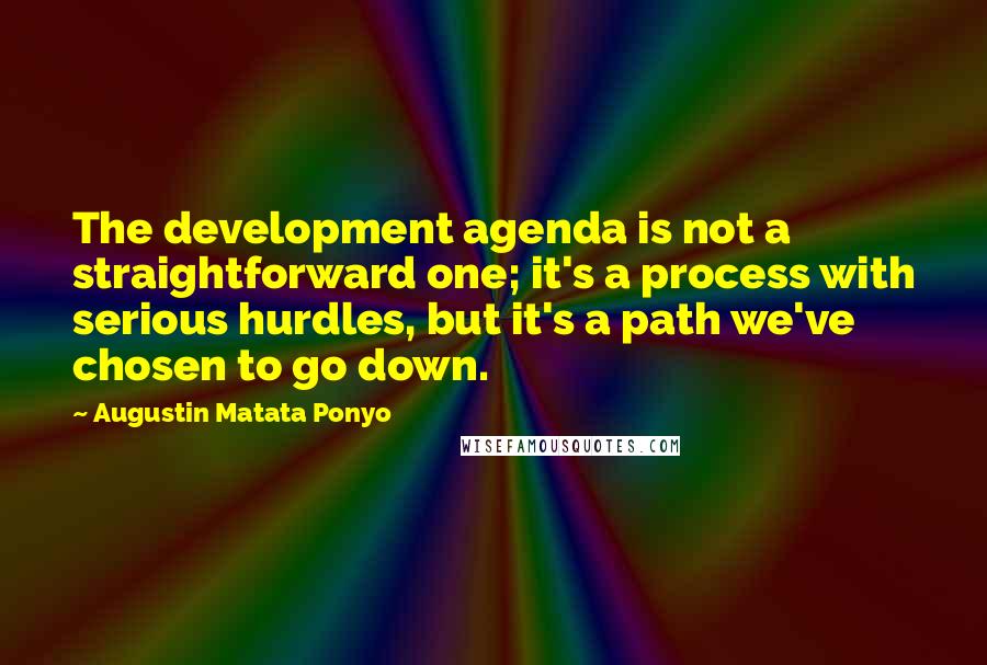 Augustin Matata Ponyo Quotes: The development agenda is not a straightforward one; it's a process with serious hurdles, but it's a path we've chosen to go down.