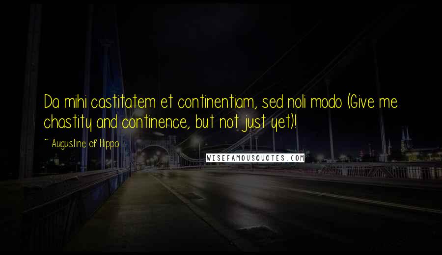 Augustine Of Hippo Quotes: Da mihi castitatem et continentiam, sed noli modo (Give me chastity and continence, but not just yet)!