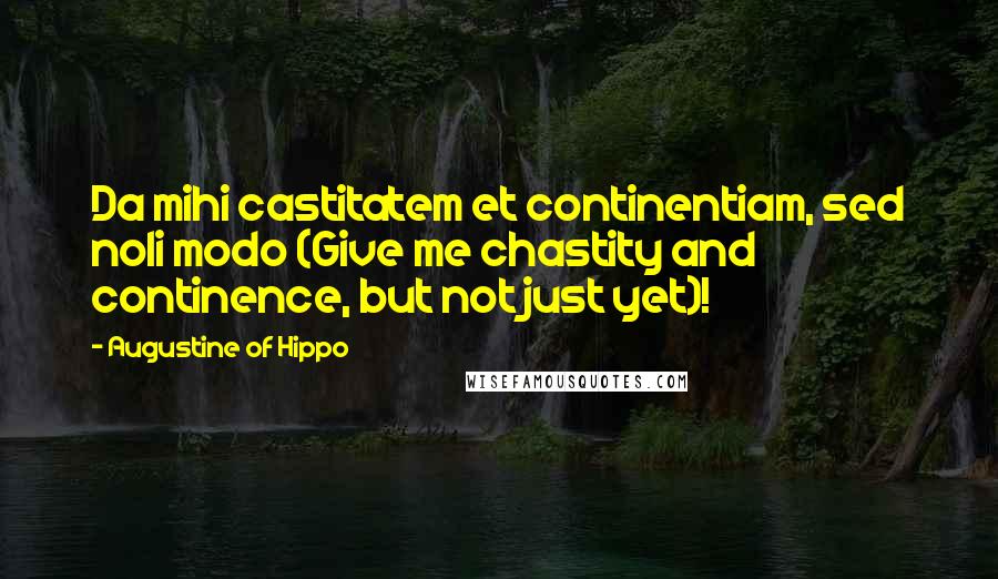 Augustine Of Hippo Quotes: Da mihi castitatem et continentiam, sed noli modo (Give me chastity and continence, but not just yet)!