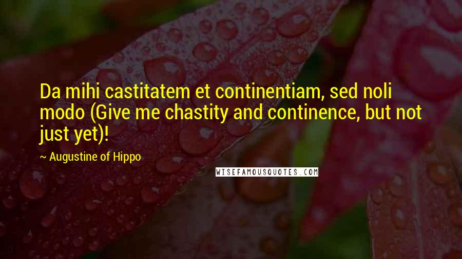 Augustine Of Hippo Quotes: Da mihi castitatem et continentiam, sed noli modo (Give me chastity and continence, but not just yet)!