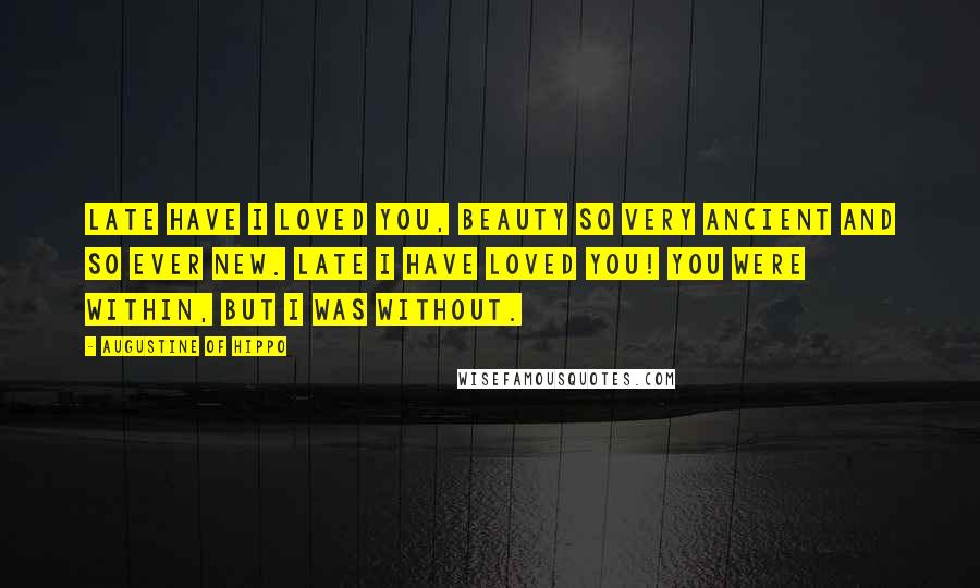 Augustine Of Hippo Quotes: Late have I loved you, Beauty so very ancient and so ever new. Late I have loved you! You were within, but I was without.