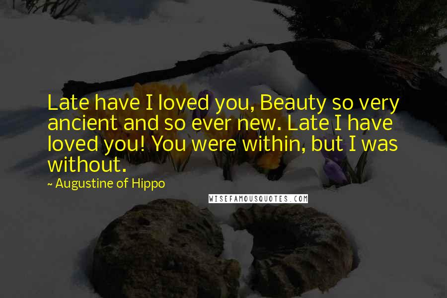 Augustine Of Hippo Quotes: Late have I loved you, Beauty so very ancient and so ever new. Late I have loved you! You were within, but I was without.