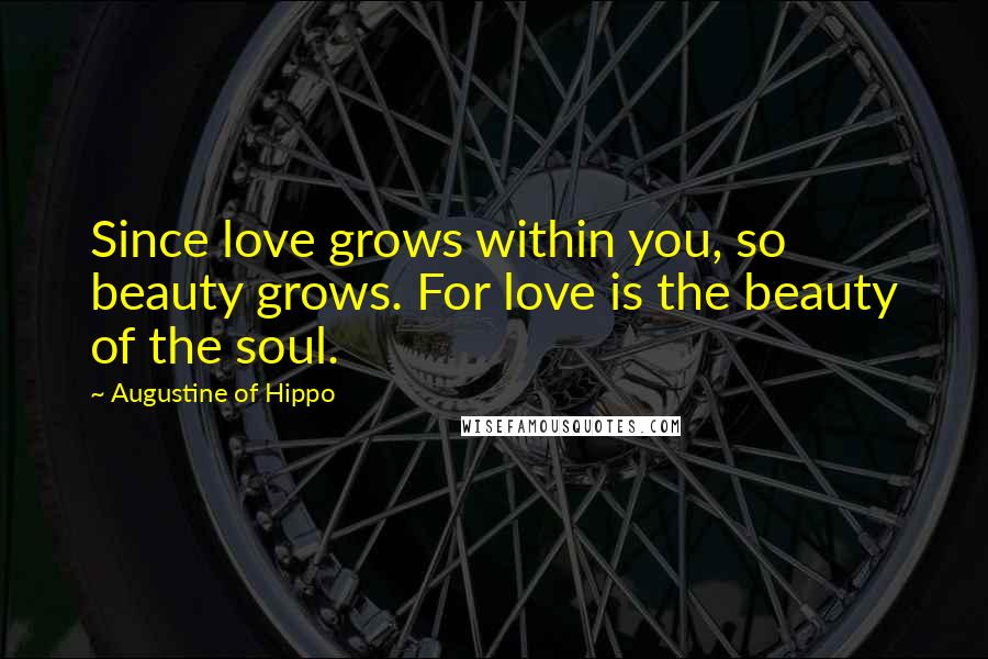 Augustine Of Hippo Quotes: Since love grows within you, so beauty grows. For love is the beauty of the soul.