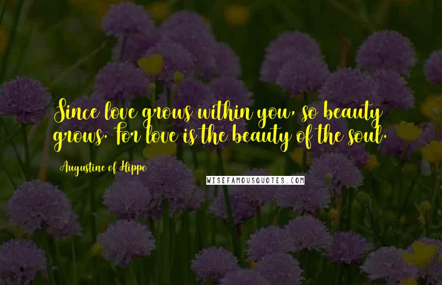 Augustine Of Hippo Quotes: Since love grows within you, so beauty grows. For love is the beauty of the soul.