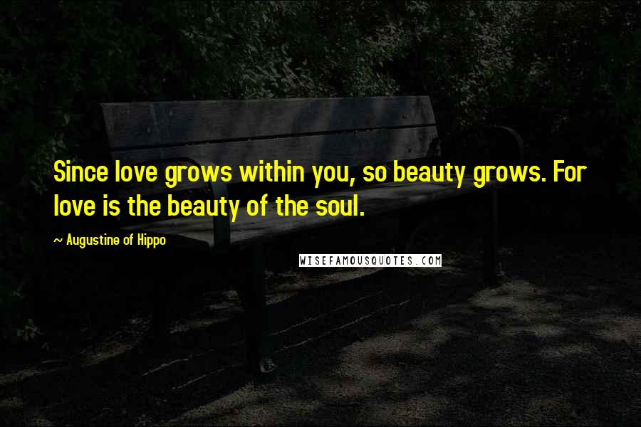 Augustine Of Hippo Quotes: Since love grows within you, so beauty grows. For love is the beauty of the soul.