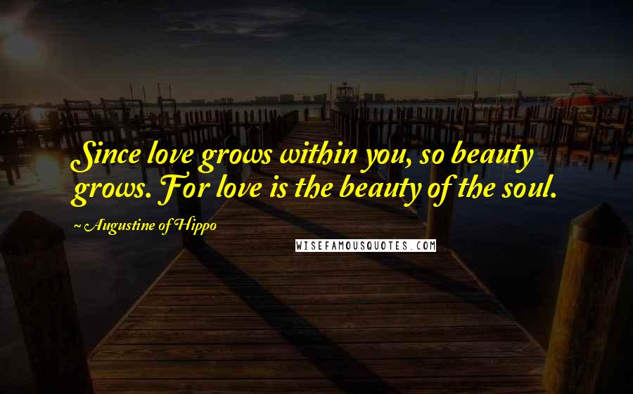 Augustine Of Hippo Quotes: Since love grows within you, so beauty grows. For love is the beauty of the soul.