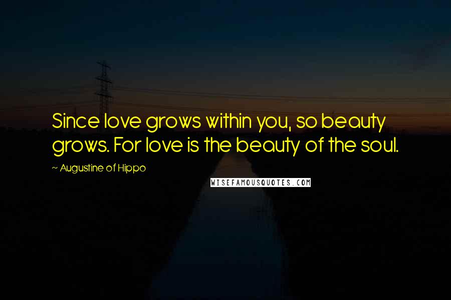 Augustine Of Hippo Quotes: Since love grows within you, so beauty grows. For love is the beauty of the soul.