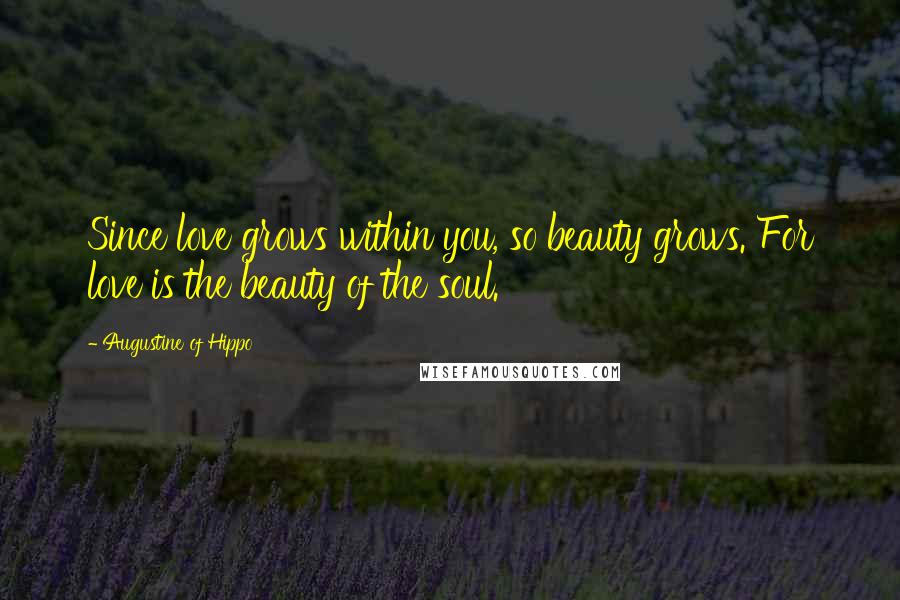 Augustine Of Hippo Quotes: Since love grows within you, so beauty grows. For love is the beauty of the soul.