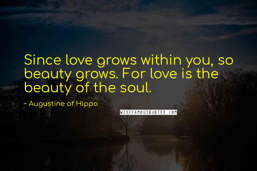 Augustine Of Hippo Quotes: Since love grows within you, so beauty grows. For love is the beauty of the soul.