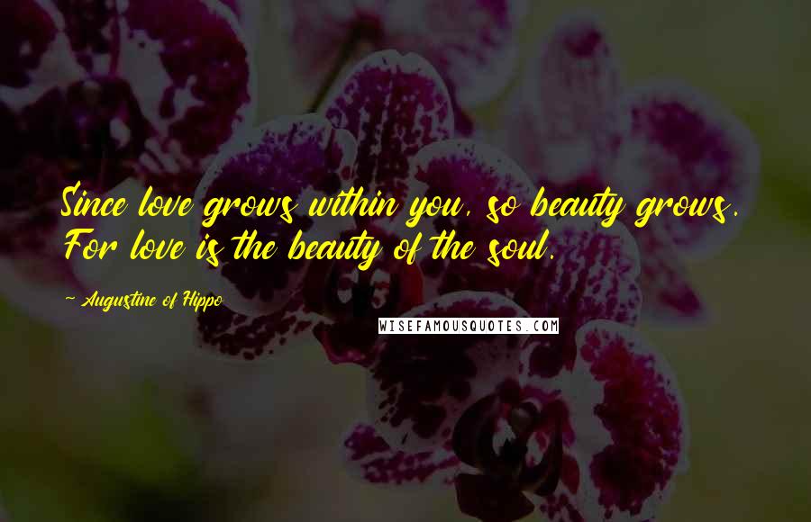 Augustine Of Hippo Quotes: Since love grows within you, so beauty grows. For love is the beauty of the soul.