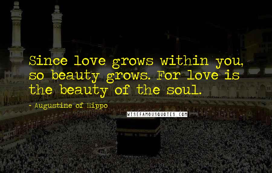 Augustine Of Hippo Quotes: Since love grows within you, so beauty grows. For love is the beauty of the soul.