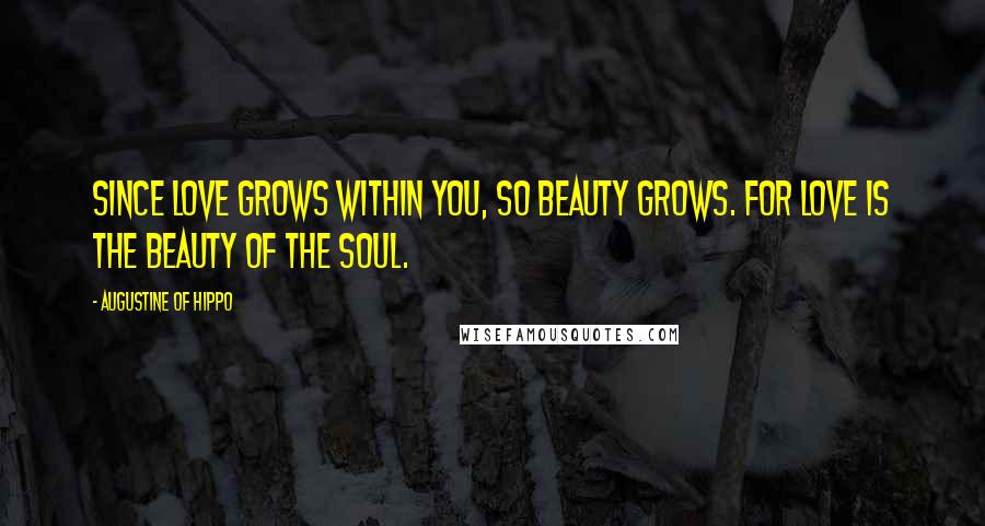 Augustine Of Hippo Quotes: Since love grows within you, so beauty grows. For love is the beauty of the soul.