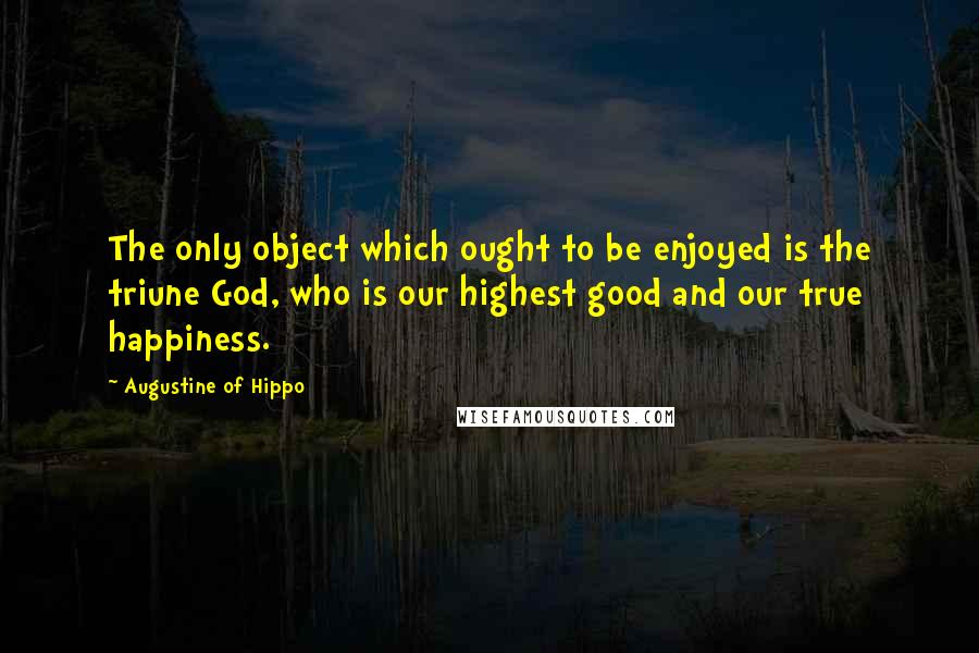 Augustine Of Hippo Quotes: The only object which ought to be enjoyed is the triune God, who is our highest good and our true happiness.