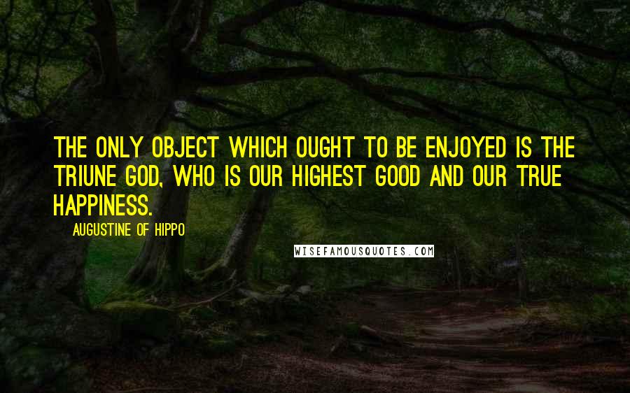 Augustine Of Hippo Quotes: The only object which ought to be enjoyed is the triune God, who is our highest good and our true happiness.