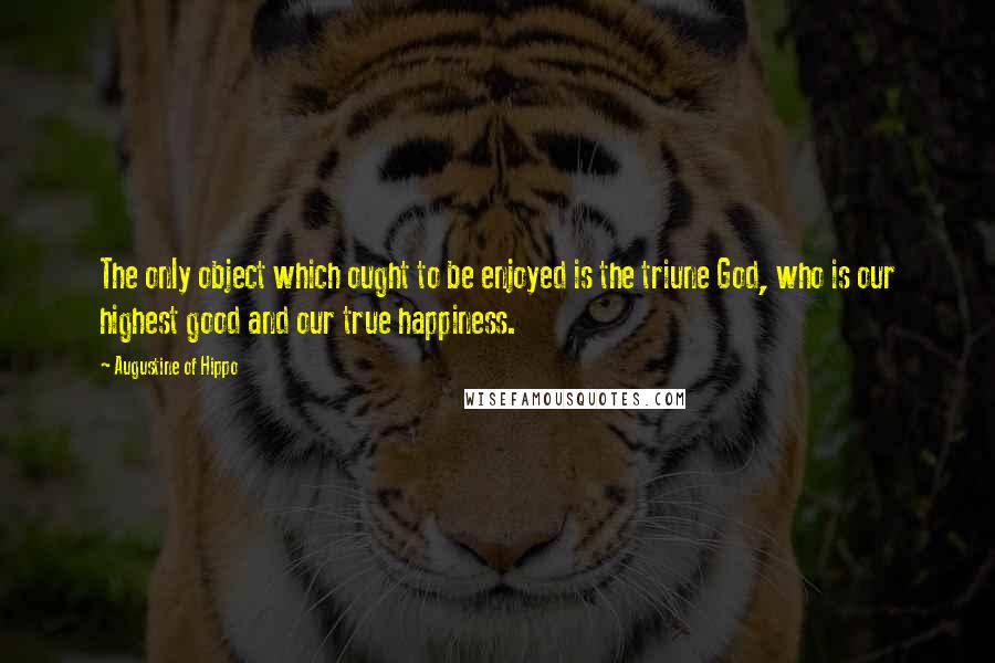 Augustine Of Hippo Quotes: The only object which ought to be enjoyed is the triune God, who is our highest good and our true happiness.