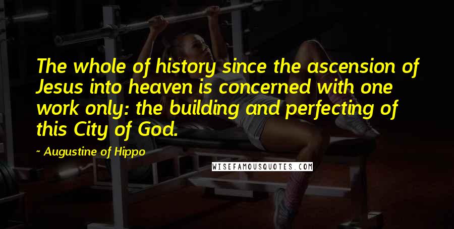 Augustine Of Hippo Quotes: The whole of history since the ascension of Jesus into heaven is concerned with one work only: the building and perfecting of this City of God.