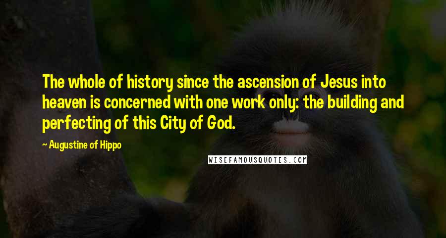 Augustine Of Hippo Quotes: The whole of history since the ascension of Jesus into heaven is concerned with one work only: the building and perfecting of this City of God.